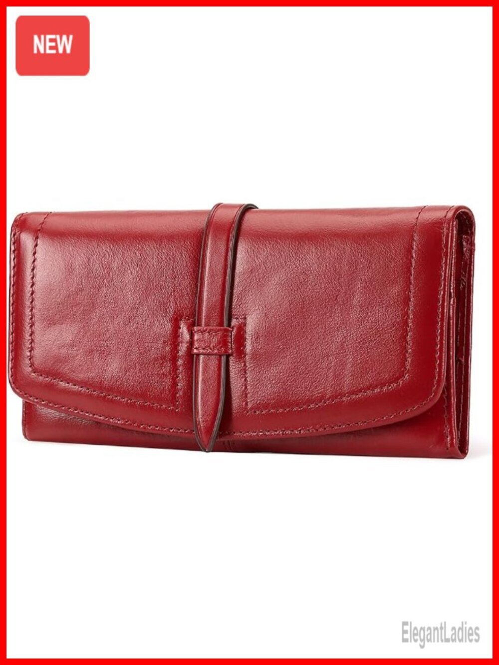 RFID Blocking Leather Long Bifold Wallet with Coin Pocket & ID Window